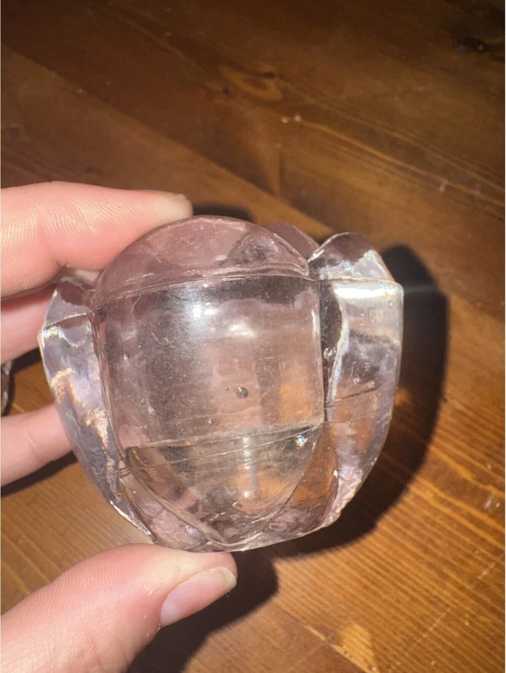 Vintage Pink Glass Lotus Flower Tea Light Votive Candle Holders - Set of 3